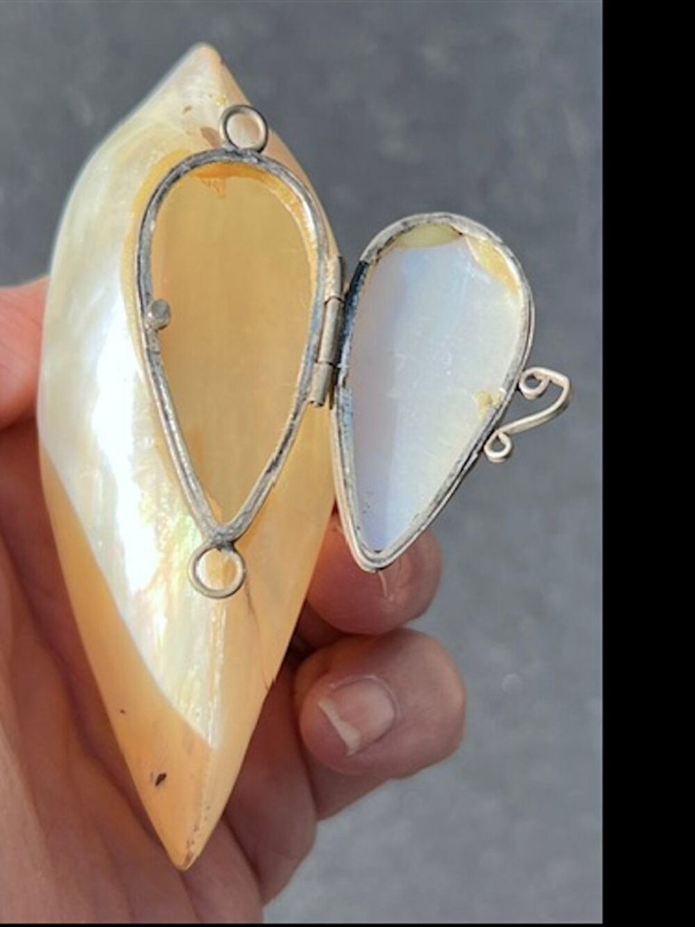 Antique Victorian-style Mother of Pearl Shell "Mermaid's Purse" Trinket Pill Box